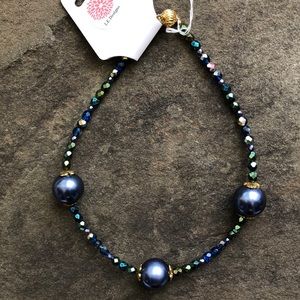 Glass Pearls & Czech Bead Necklace Mag  Clasp 17”